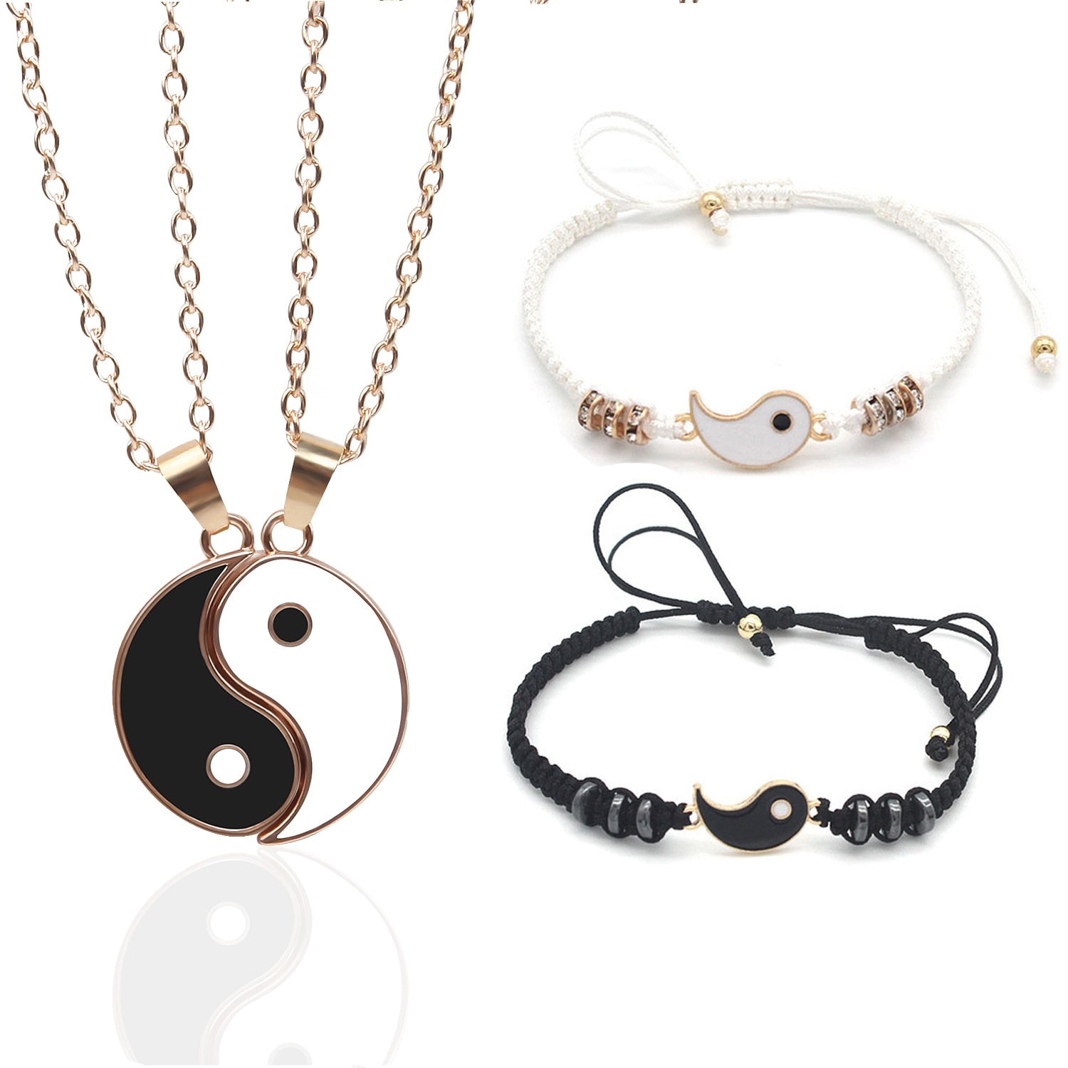 Couple Necklace + Bracelet Ying & Yang