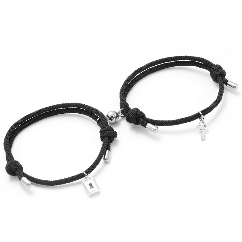 Magnetic Key & Lock Bracelets 2x Black by Magnetic Couples Bracelets